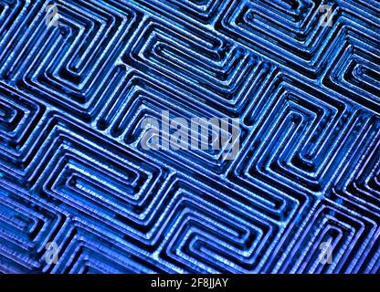 View of maze pattern abstract blue background Stock Photo