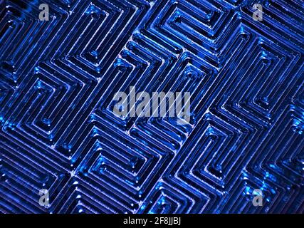 View of maze pattern abstract blue background Stock Photo