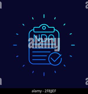 NDA agreement document vector line icon Stock Vector