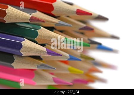 Lots of colored pencils in a close-up Stock Photo
