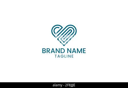 Love Line Logo Design Template Vector suitable for female or baby business brand Stock Vector