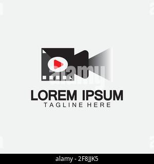 Play movie Video Camera& Film Strip Play Movie Cinema Entertainment Stock Vector icon logo design Stock Vector
