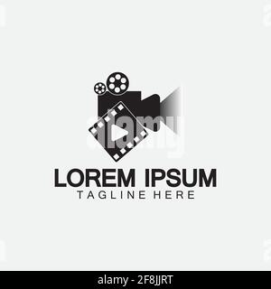 Play movie Video Camera& Film Strip Play Movie Cinema Entertainment Stock Vector icon logo design Stock Vector