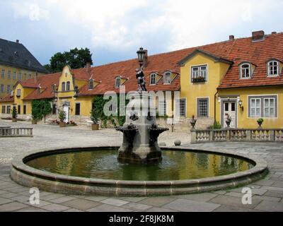 fountain and buildings on the yard of Heidecksburg castle, Germany Stock Photo