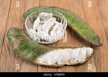 Fresh inga fruit. The guama fruit tropical and exotic from South America Stock Photo