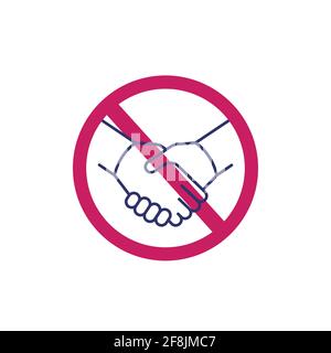no handshake icon, shaking hands forbidden sign Stock Vector