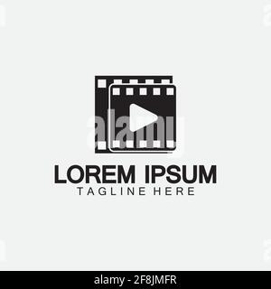 Play movie Video Camera& Film Strip Play Movie Cinema Entertainment Stock Vector icon logo design Stock Vector
