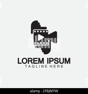 Play movie Video Camera& Film Strip Play Movie Cinema Entertainment Stock Vector icon logo design Stock Vector