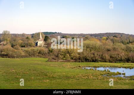 View around Arlington with St Pancras church, East Sussex, England Stock Photo