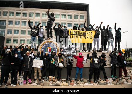 Brooklyn Center, United States. 13th Apr, 2021. Protestors march near the Brooklyn Center Police Department on April 13, 2021 in Brooklyn Center, Minnesota after the killing of Daunte Wright during a traffic stop near Minneapolis. Photo: Chris Tuite/ImageSPACE/Sipa USA Credit: Sipa USA/Alamy Live News Stock Photo