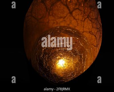 close up of solar cell light globe in garden at night Stock Photo