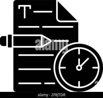 Urgent copywriting black glyph icon Stock Vector