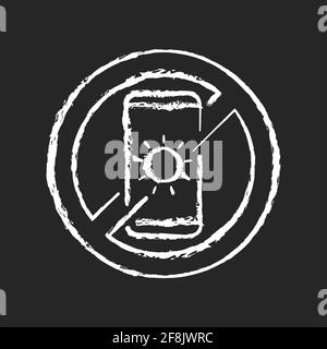 No devices chalk white icon on black background Stock Vector