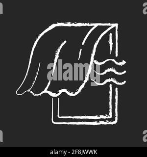 Airing bedroom chalk white icon on black background Stock Vector