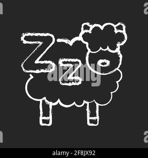 Counting sheeps chalk white icon on black background Stock Vector