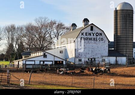South Elgin, Illinois, USA. A barn on a dairy farm in the northeastern Illinois. Stock Photo
