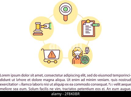 Take legal actions concept line icons with text Stock Vector