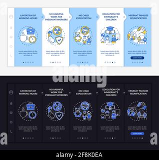 Immigrant workers rights onboarding vector template Stock Vector