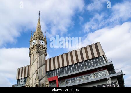 LEICESTER, ENGLAND- 3 April 2021: Photo of Leicester Haymarket Memorial clock tower Stock Photo