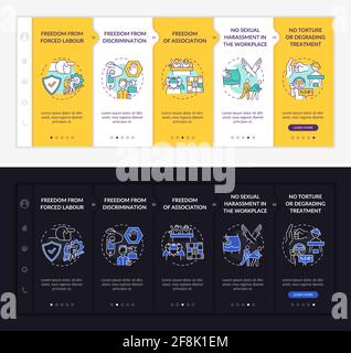 Migrant workers freedoms onboarding vector template Stock Vector