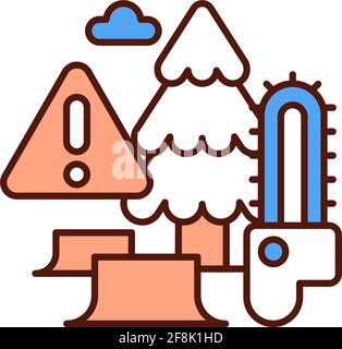 Deforestation RGB color icon Stock Vector