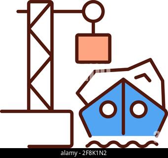 Ocean dumping RGB color icon Stock Vector