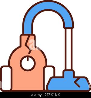 Broken vacuum cleaner disposal RGB color icon Stock Vector
