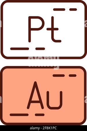 Precious metals RGB color icon Stock Vector