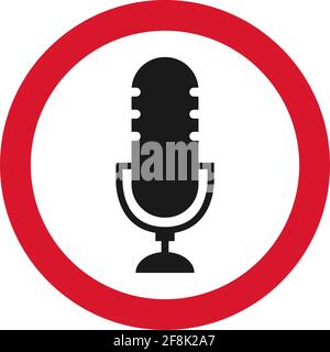 No recording sign. No microphone sign, vector icon illustration . Stock Vector