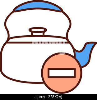 Old kettle disposal RGB color icon Stock Vector