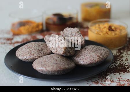 Steamed Cakes Made With Finger Millets And Skinned Black Gram. Locally ...