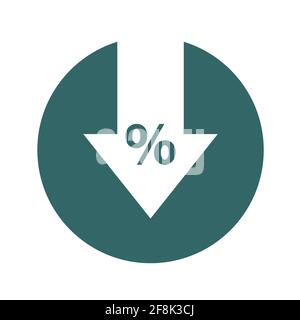 Percent down line icon. Percentage, arrow, reduction. Banking concept . Stock Vector