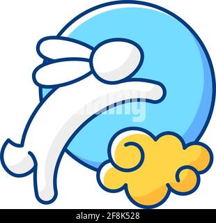 Rabbits and moon RGB color icon Stock Vector