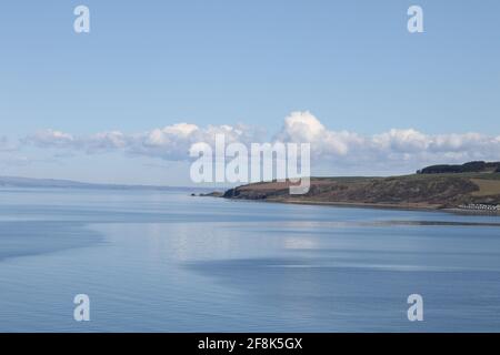 Scotland, Ayrshire Croy Bay. 12 April 2021. A peaceful tranquil view of the Ayrshire Coastline Stock Photo