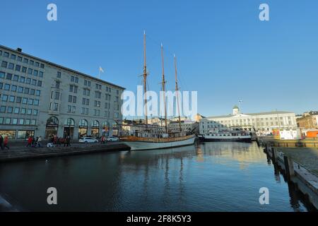 FINLAND, HELSINKI - JANUARY 04, 2020: The schooner Kathrina in the port of Helsinki Stock Photo