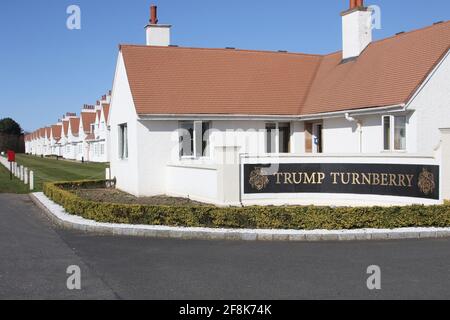Scotland, Turnberry Ayrshire, 12 April 2021. Luxurious five star lodges at Trump Turnberry, Accomodation, Holiday lets, at the Golf resort Stock Photo