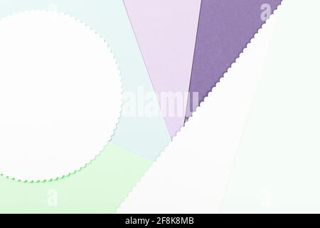 Abstract pastel colored paper texture. Geometric shapes and lines. Minimalist background. Flat lay. Copy space. Stock Photo