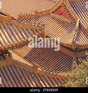 Golden roofs at the Summer Palace in Beijing, China in March 2018. Stock Photo