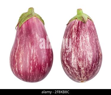 striped eggplant path isolated on white Stock Photo
