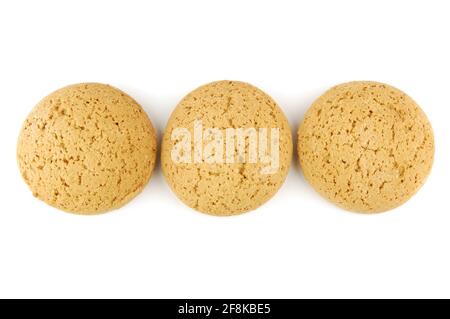 Oatmeal chip cookies isolated on white background. View from above. Stock Photo