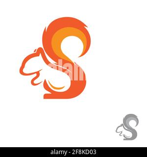 Squirrel icon trendy and modern Squirrel symbol with Squirel tail shaped letter S. Vector illustration EPS.8 EPS.10 Stock Vector