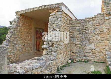 Corridor of the Procession in the Palace of Knossos on Crete, Greece Stock Photo