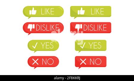 Set of like and dislike web notifications, vector Illustration Stock Vector