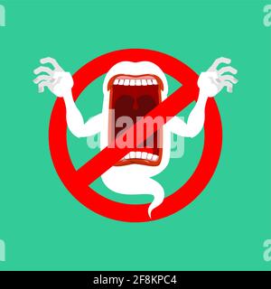 Stop ghost sign. Red road Forbidding. Ban apparition Stock Vector