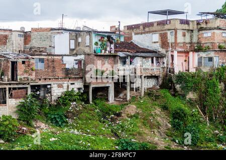 Dilapidated houses in Sancti Spiritus, Cuba Stock Photo