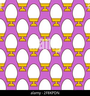 Egg on stand pattern seamless. breakfast vector background Stock Vector