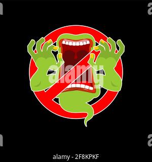 Stop ghost sign. Red road Forbidding. Ban apparition Stock Vector