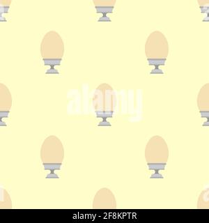 Egg on stand pattern seamless. breakfast vector background Stock Vector