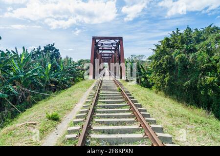 Railway bridge over Ay river in Valle de los Ingenios valley near Trinidad, Cuba Stock Photo