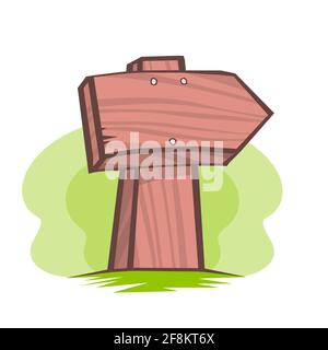 Wooden signpost with place for text. Road sign. Hand drawn vector illustration. Isolated on white background. Stock Vector